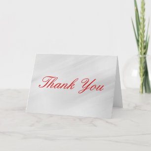 Thank You Red Script Grey Pattern Greeting Card