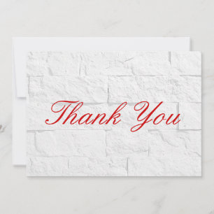 Thank You Red Script Grey Wall Brick Flat Card