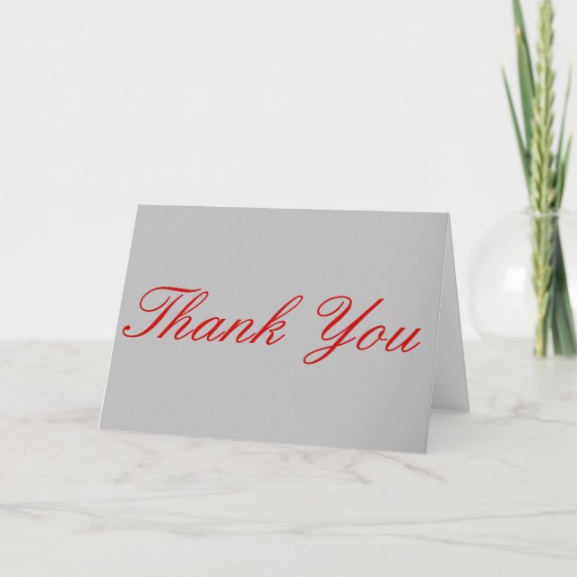Thank You Red Silver Gray Color Greeting Card (Front)