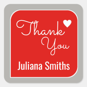 thank you / red thanks square sticker
