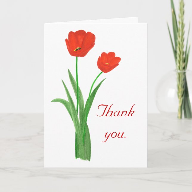 Thank you, red tulips, wedding cards (Front)