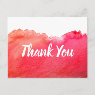 Thank You red watercolor art quote Postcard