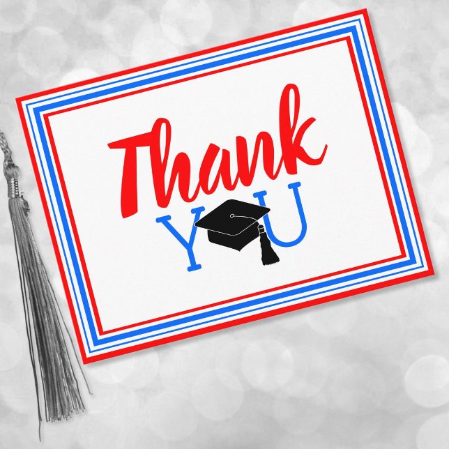 Thank You Red White and Blue School Colours Postcard (Creator Uploaded)