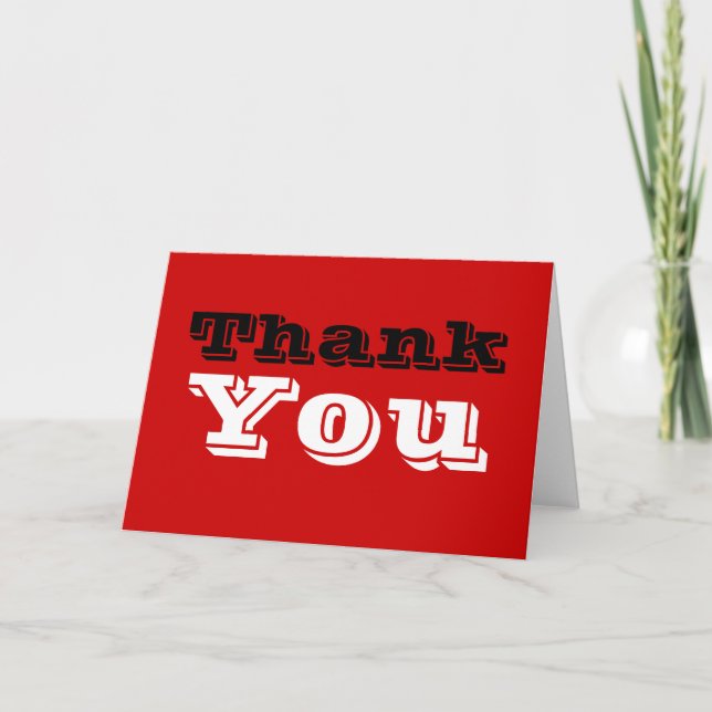 Thank You Red White Black Colour Greeting Card (Front)