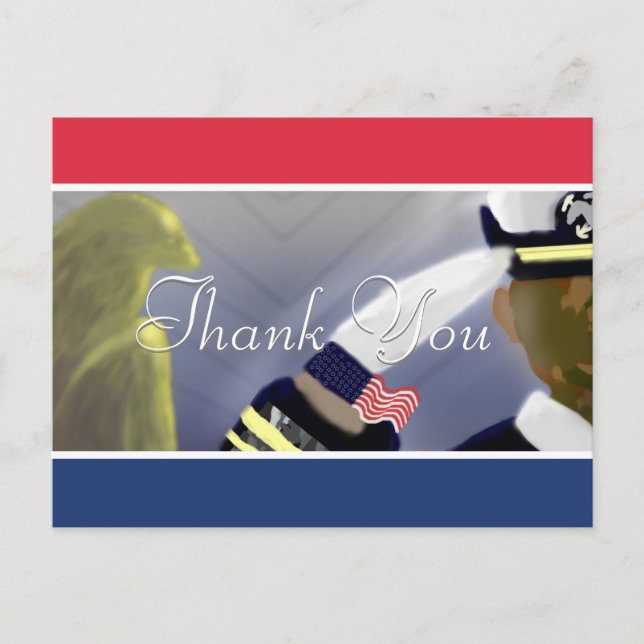 Thank You | Red White Blue Striped US Veteran Art  Postcard (Front)