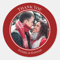 Thank You Red White Circle with Top Bottom Texts