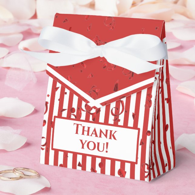 Thank You - Red/White Simple Stripes Pattern Favour Box (Wedding)