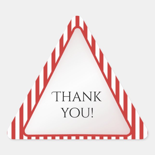 Thank You Red/White Stripe Geometric Triangle Triangle Sticker (Front)