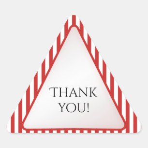 Thank You Red/White Stripe Geometric Triangle Triangle Sticker