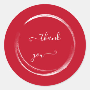 Thank You Red White Wedding Bridal Shower Classic Round Sticker