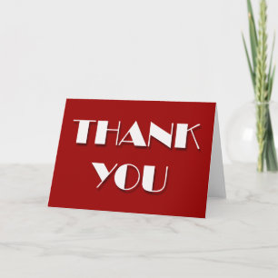 Thank you red white words only blank card