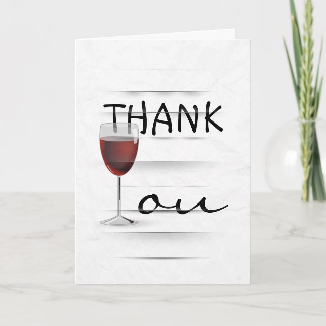 Thank You Red Wine Glass Card (Front)