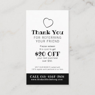 Thank you referral photo promo mono repeat business card