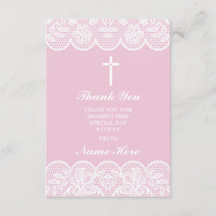 Thank You Religious Lace Cross Floral Holy Cards