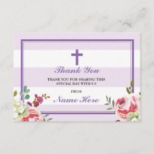 Thank You Religious Purple Stripe Floral Cards