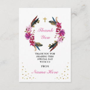 Thank You Religious Wreath Cross Floral Gold Cards