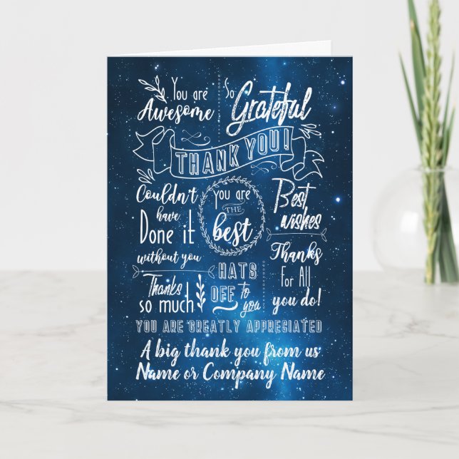 Thank You Retirement Blue Space Card (Front)