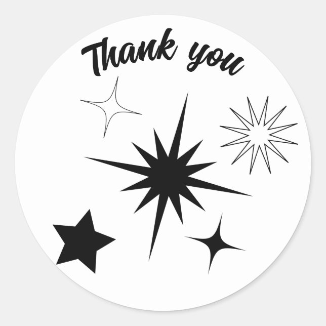 Thank you retro black stars personalised  classic round sticker (Front)