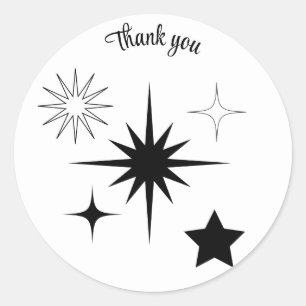 Thank you retro black stars personalised classic round sticker