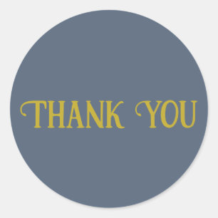 Thank You Retro Blue Solid Colour Plain Classic Round Sticker