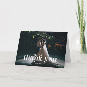Thank You Retro Text Photo Wedding Card