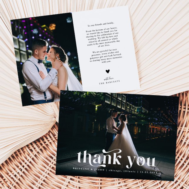Thank You Retro Text Wedding Card (Creator Uploaded)