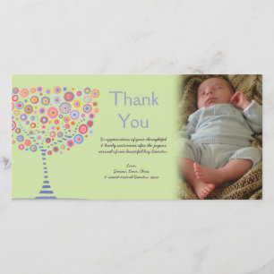 Thank You Retro Tree New Baby Gift Photocard Card