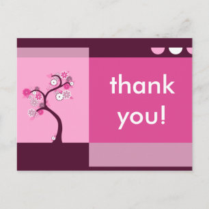 thank you : retro tree postcard