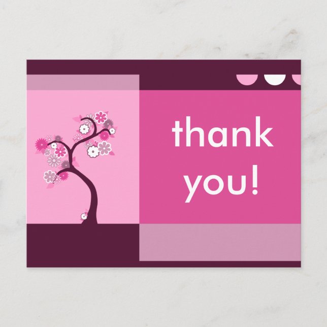 thank you : retro tree postcard (Front)