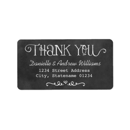 Thank You Return Address Labels | Black Chalkboard