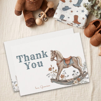Thank You Rocking Horse Little Cowboy Western Card