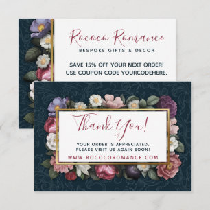 Thank You Rococo Damask & Elegant Floral Card