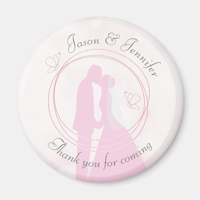 Thank you Romantic Dreamy Pink Wedding Curved Text Magnet (Front)