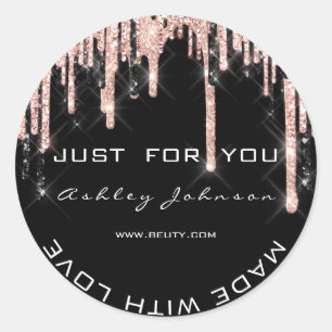 Thank You Rose Black Made With Love Name Bridal Classic Round Sticker