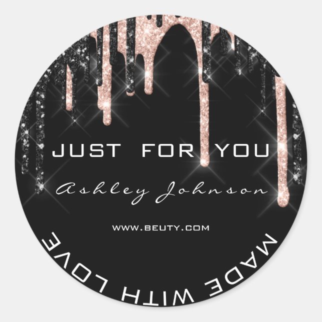 Thank You Rose Black Made With Love Name makeup Classic Round Sticker (Front)