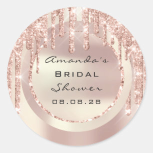 Thank You Rose Bridal Shower Drips 16th Glitter Classic Round Sticker
