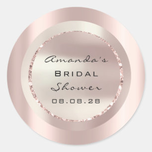 Thank You Rose Bridal Shower Sweet 16th Glitter Classic Round Sticker