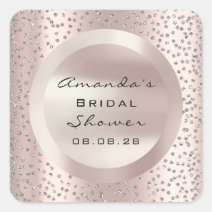 Thank You Rose Bridal Shower Sweet 16th Glitter Square Sticker
