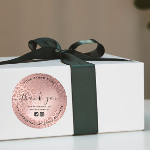 Thank You Rose Gold Animal Print Classic Round Sticker