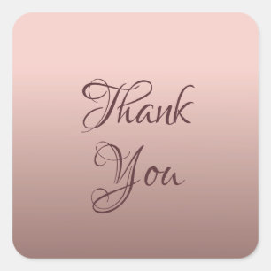 Thank You Rose Gold Colour Template Elegant Square Sticker