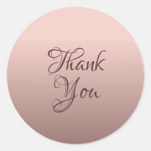 Thank You Rose Gold Colour Typography Template Classic Round Sticker