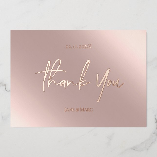 Thank You Rose Gold Foil Holiday Card (Front)