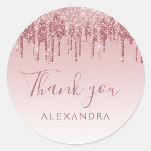 Thank You Rose Gold Glitter Baby Shower Classic Round Sticker