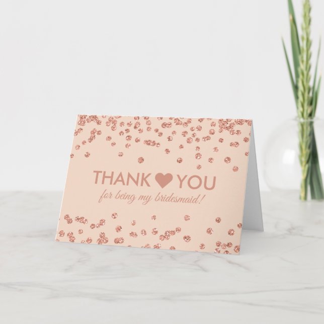 Thank You Rose Gold Glitter Confetti Blush Pink (Front)