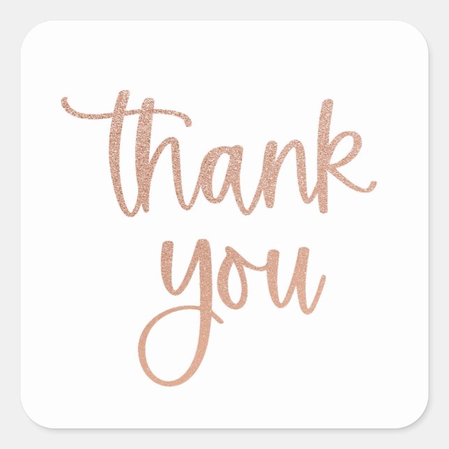 Thank you Rose Gold Glitter Script Sticker (Front)