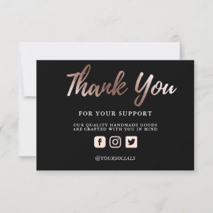 Thank you Rose Gold Metallic Custom Media Insert