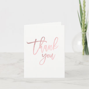 THANK YOU Rose Gold Pink Foil Modern Script Chic