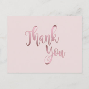 Thank You Rose Gold Pink Glitter Clean Postcard