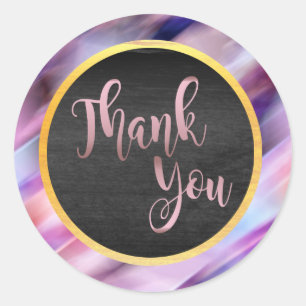 Thank You Rose Gold Pink Wedding Glow Classic Round Sticker