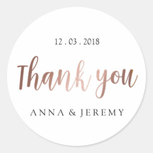 Thank you Rose Gold Wedding Sticker